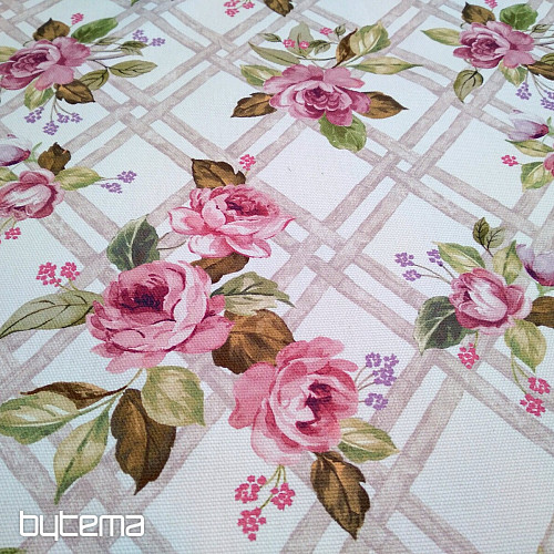 Tissu décoratif CASTLE ROSE GRID