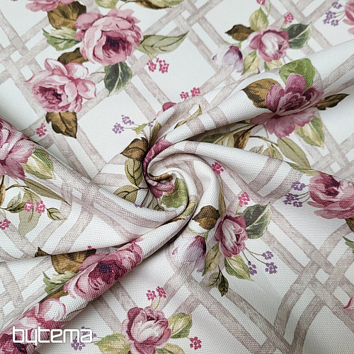 Tissu décoratif CASTLE ROSE GRID