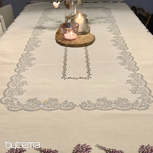 Nappe tapisserie et châle DENTELLE LAVANDE