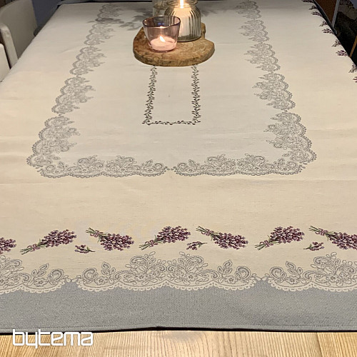 Nappe tapisserie et châle DENTELLE LAVANDE