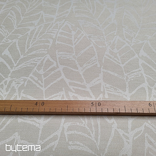 Tissu décoratif feuilles MALVIA CRÈME