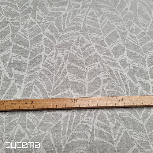 Tissu décoratif MALVIA feuilles GRIS