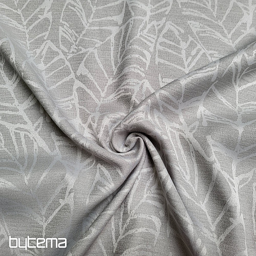 Tissu décoratif MALVIA feuilles GRIS