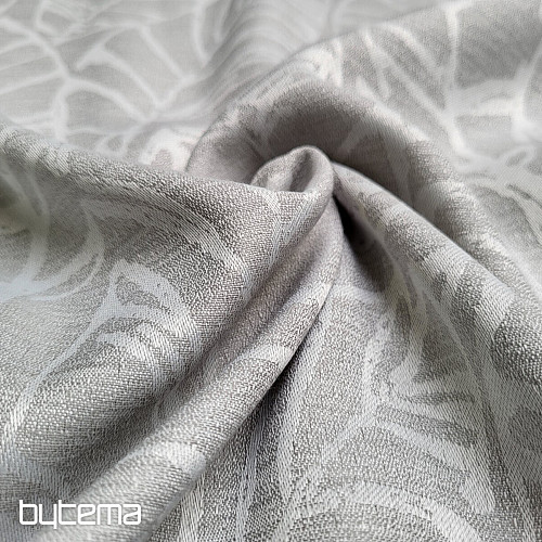Tissu décoratif MALVIA feuilles GRIS