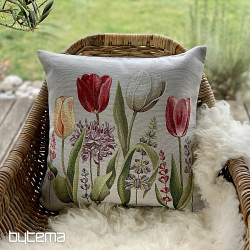 Housse de coussin tapisserie TULIPE PRINTEMPS III
