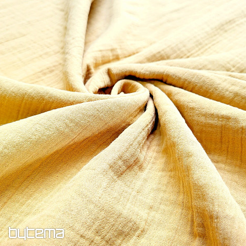 Tissu coton GAZE MOUTARDE