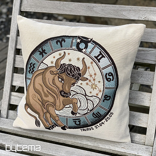 Housse de coussin tapisserie TAUREAU