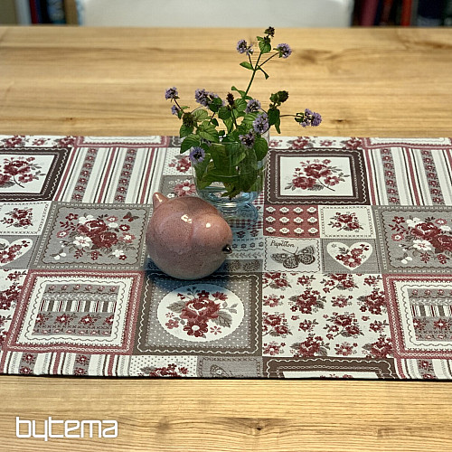Nappe et châle TOSCANA VALERY PATCHWORK bordeaux