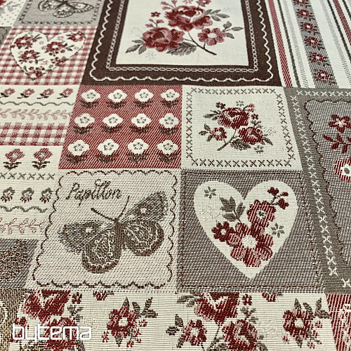 Nappe et châle TOSCANA VALERY PATCHWORK bordeaux