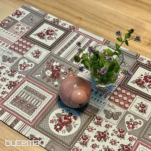 Nappe et châle TOSCANA VALERY PATCHWORK bordeaux