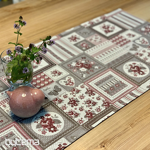 Nappe et châle TOSCANA VALERY PATCHWORK bordeaux