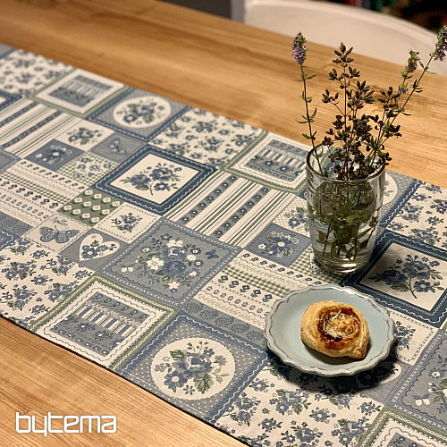 Nappe et châle TOSCANA VALERY PATCHWORK bleu