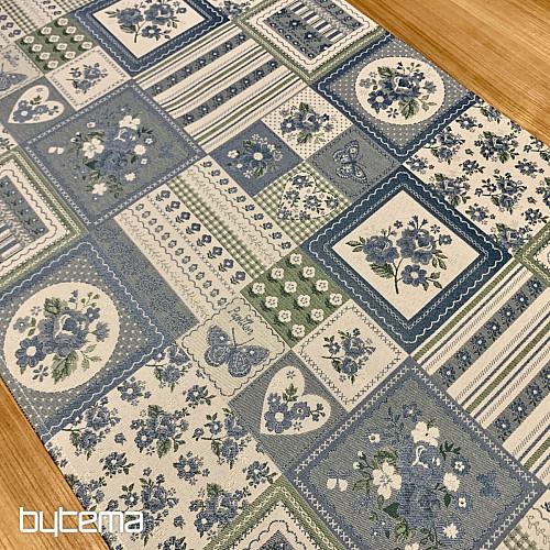 Nappe et châle TOSCANA VALERY PATCHWORK bleu