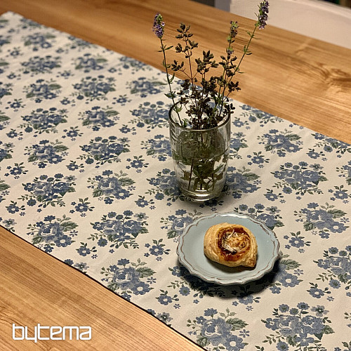 Nappe et châle TOSCANA VALERY fleur bleue