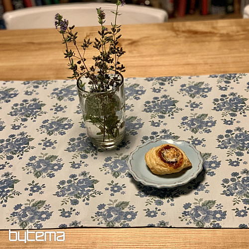 Nappe et châle TOSCANA VALERY fleur bleue