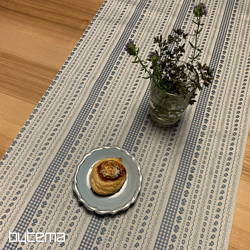 Nappe et châle TOSCANA VALERY RIGA rayure bleue