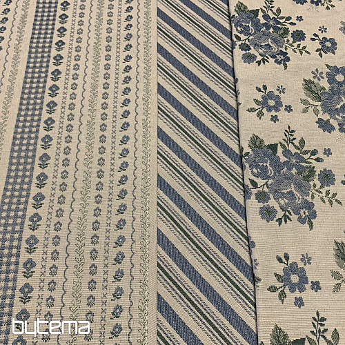 Nappe et châle TOSCANA VALERY RIGA rayure bleue