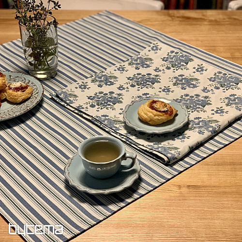 Nappe et écharpe TOSCANA VALERY MULTI STRIPE bleu
