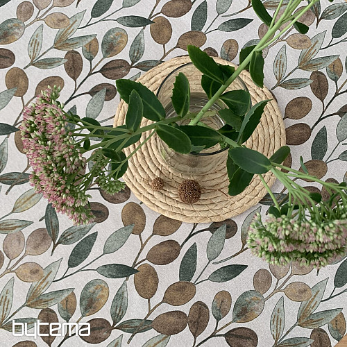 Nappe et écharpe LISTY HOJAS vert