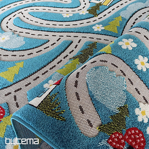 Tapis pièce enfant Color Kids 02 bleu - JOURNEY IN THE WOODS