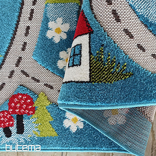 Tapis pièce enfant Color Kids 02 bleu - JOURNEY IN THE WOODS
