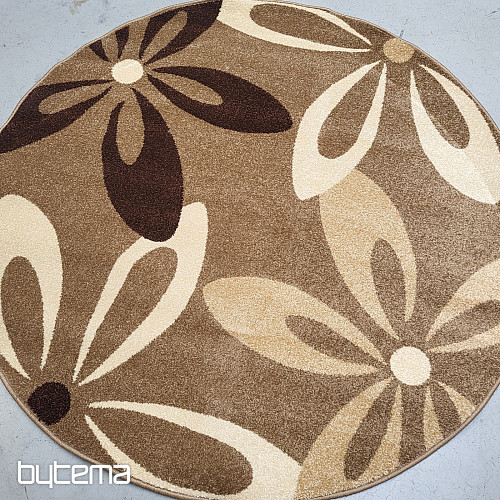 Tapis rond KARMEL fleurs beiges