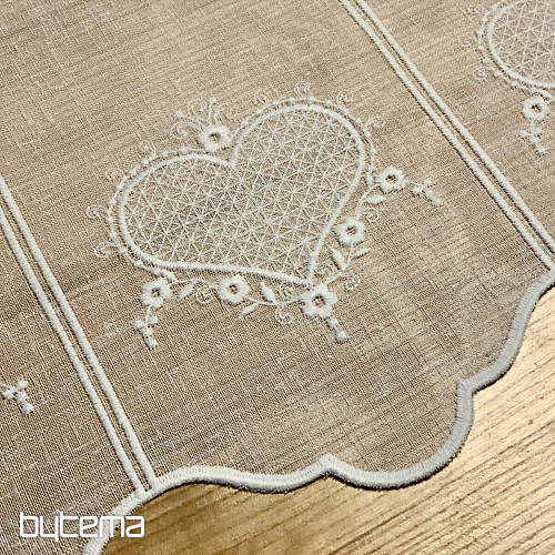 Rideau brodé luxueux GERSTER HEART 11807 crème