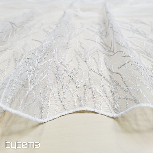 Rideau brodé de luxe GERSTER 11804/0840 beige blanc