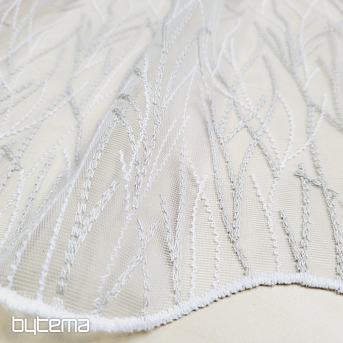 Rideau brodé de luxe GERSTER 11804/0840 beige blanc