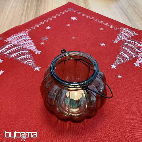 Nappe et foulards de Noël brodés ARBRES ROUGES