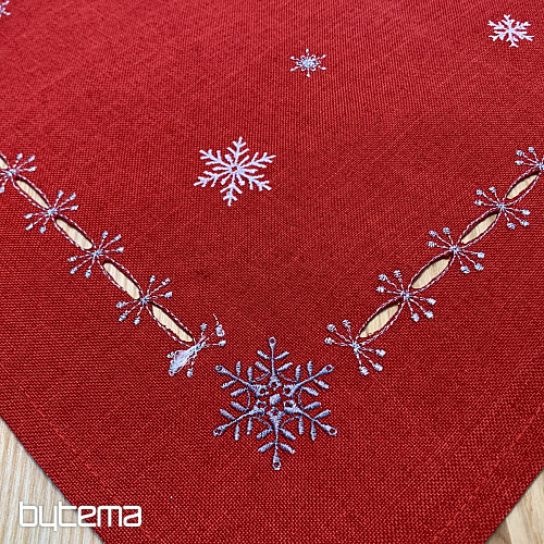 Nappe et foulards de Noël brodés ARBRES ROUGES