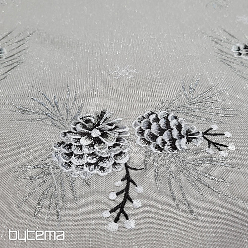 Nappe et châles de Noël brodés CONES GRIS