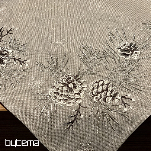 Nappe et châles de Noël brodés CONES GRIS