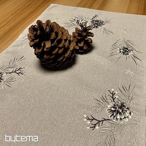 Nappe et châles de Noël brodés CONES GRIS