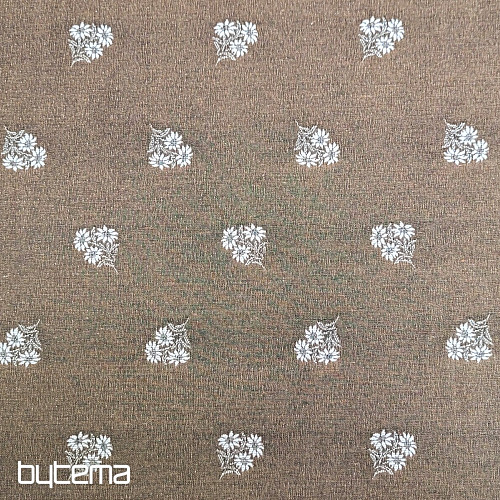 Tissu décoratif FLEURS ALPINES jacquard MARRON