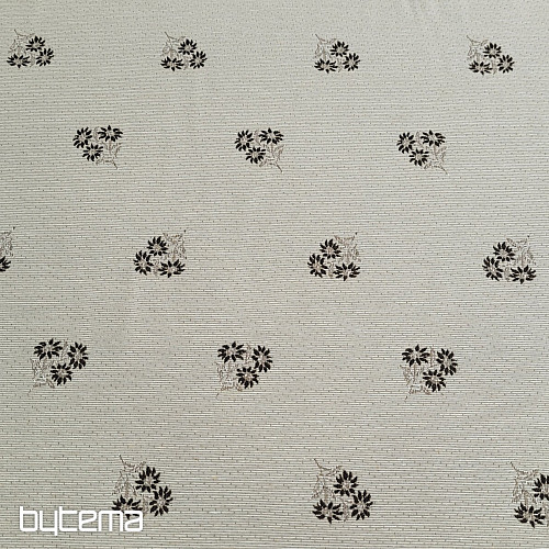 Tissu décoratif FLEURS ALPINES jacquard MARRON