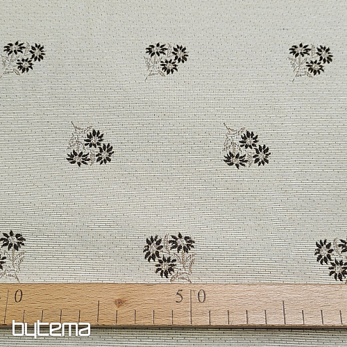Tissu décoratif FLEURS ALPINES jacquard MARRON