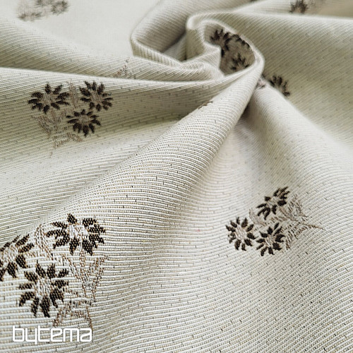 Tissu décoratif FLEURS ALPINES jacquard MARRON