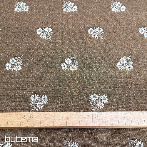 Tissu décoratif FLEURS ALPINES jacquard MARRON