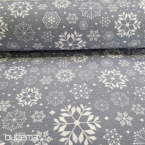 Tissu décoratif FLOCONS GRIS