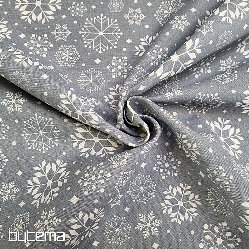 Tissu décoratif FLOCONS GRIS