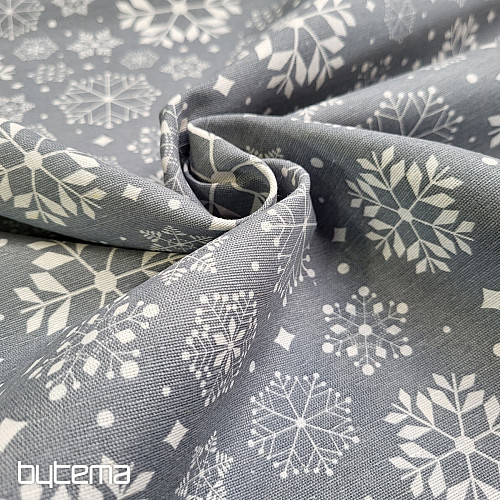 Tissu décoratif FLOCONS GRIS