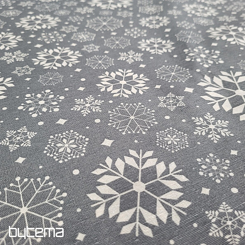 Tissu décoratif FLOCONS GRIS