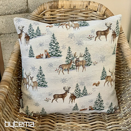 Housse tapisserie de Noël ANIMAUX PRÈS DE L'ARBRE
