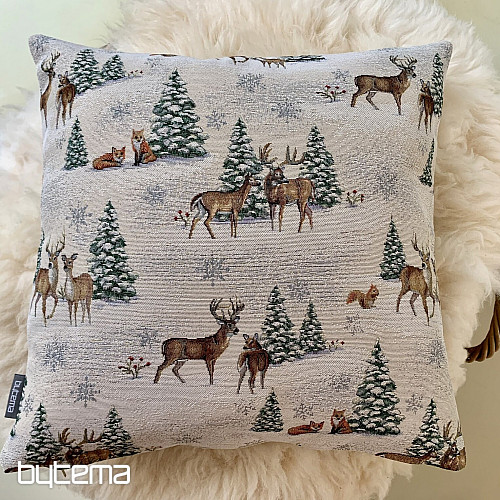 Housse tapisserie de Noël ANIMAUX PRÈS DE L'ARBRE