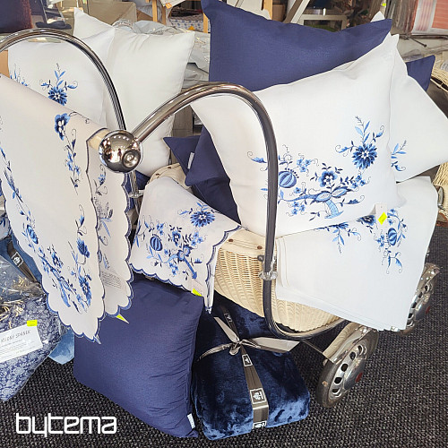 Housse de coussin OIGNON BLEU-BLANC