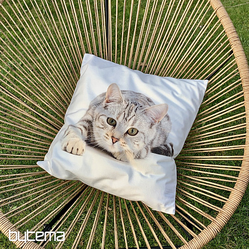 Housse de coussin déco CHAT Couché