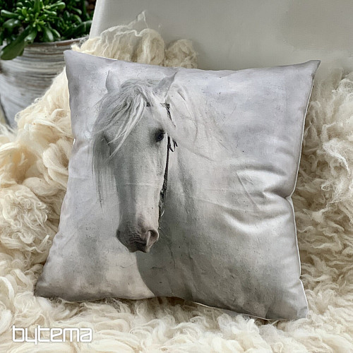 Housse de coussin déco CHEVAL BLANC