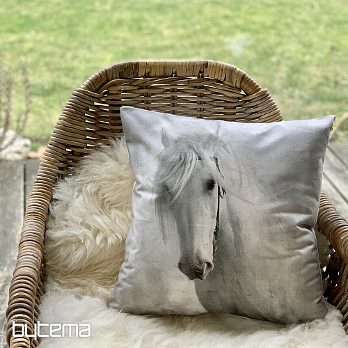Housse de coussin déco CHEVAL BLANC