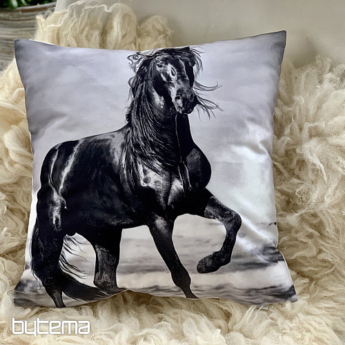 Taie d&#39;oreiller décorative CHEVAL NOIR